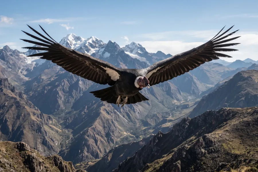 Andean condor flying