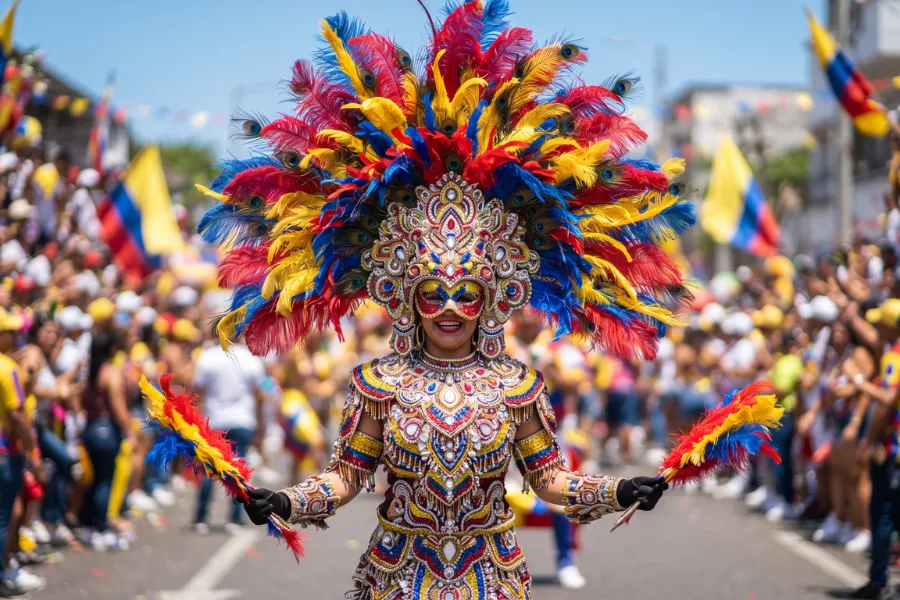 Barranquilla Carnival feather costume