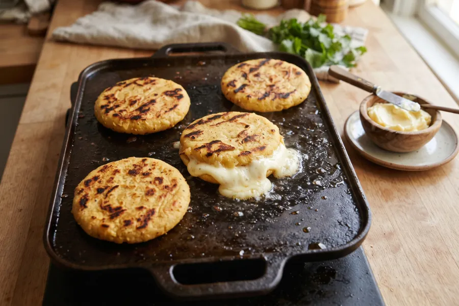 Grilled Colombian arepas cheese