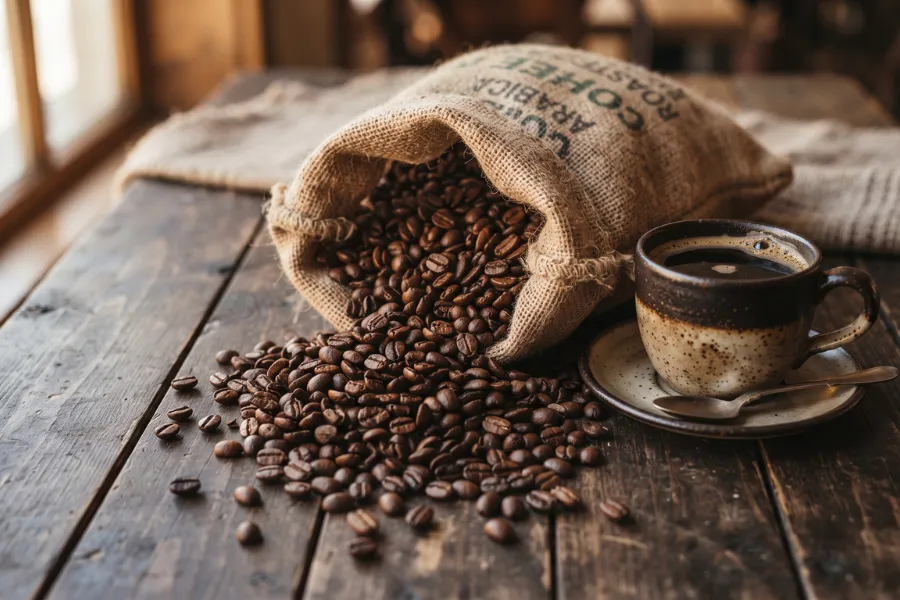 Roasted Colombian coffee beans