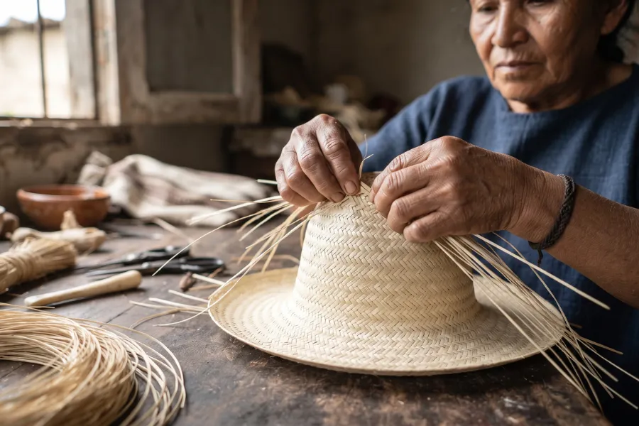 Panama hat weaving Ecuador