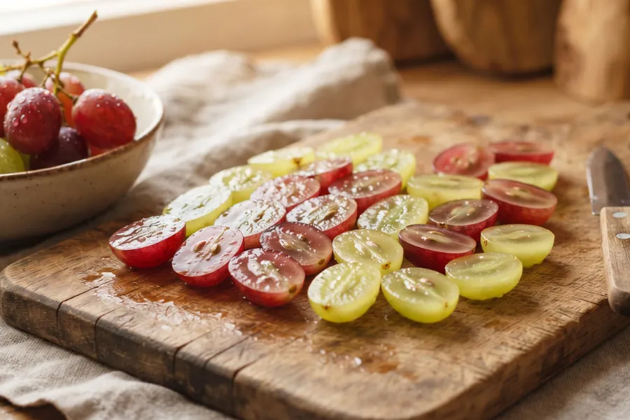 Sliced seedless grapes