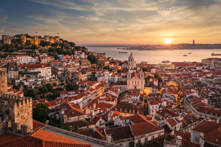 Ancient Lisbon skyline view