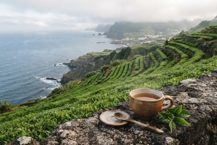 Azores tea plantation fields