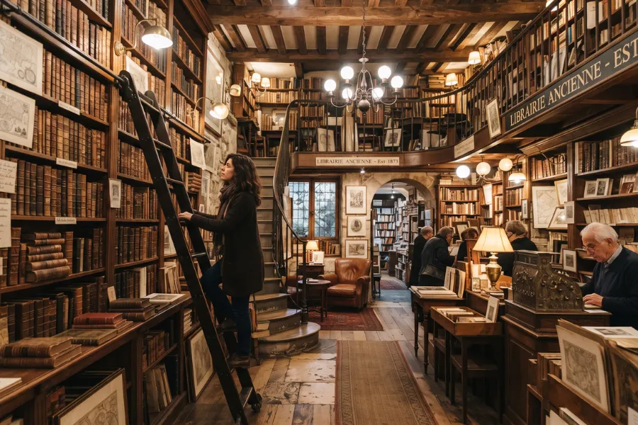 Historic Lisbon bookshop interior