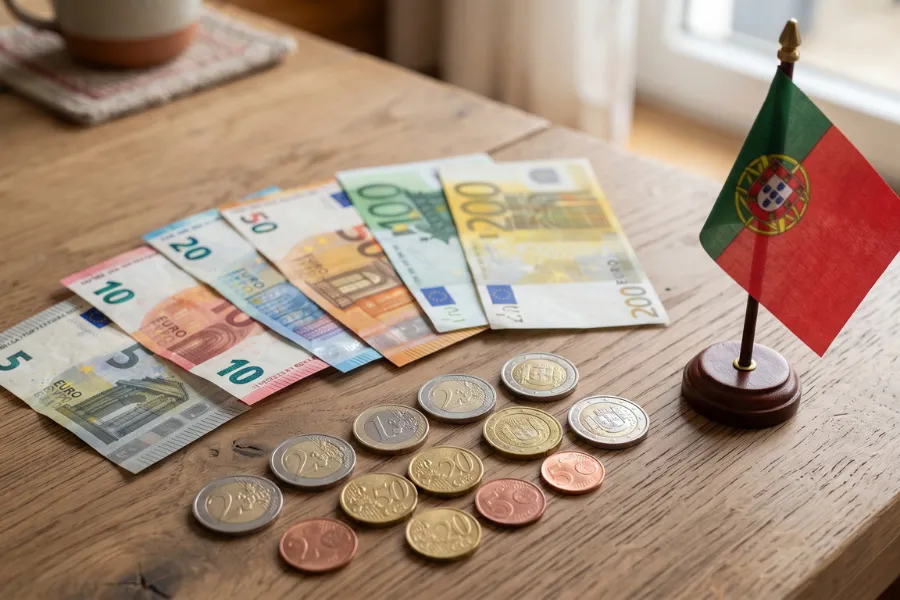 Portugal euro coins banknotes