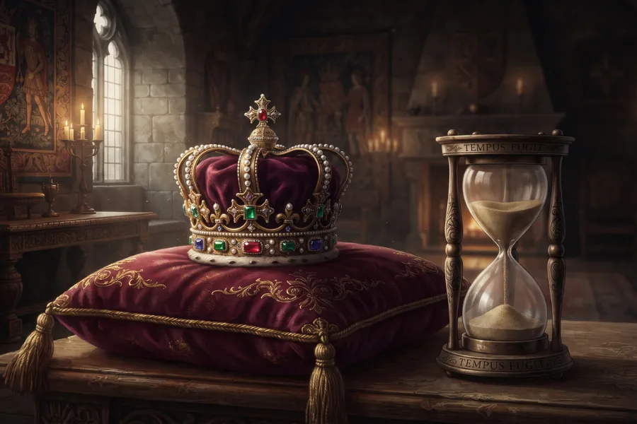 Royal crown and hourglass